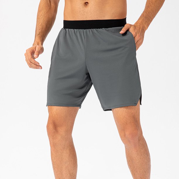 pstuiky Pantalones cortos cargo para hombre, Pantalones cortos deportivos de entrenamiento físico de color sólido para hombre, transpirables, con bolsillos y cremallera.