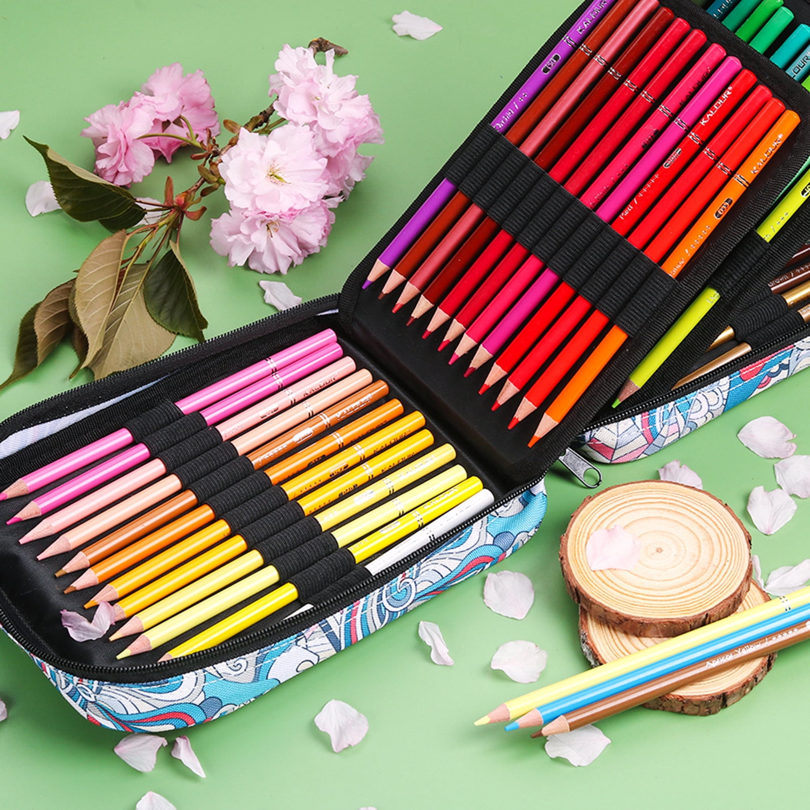 72 Colored Pencils Zipper-Case Set Soft Oil Color Pencil Vibrant Colors for Artist Sketching Shading Coloring