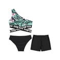 thumbnail image 4 of TTAO Girls 3 Piece Swimsuit Floral Swimwear Bathingn Suit Summer Beach Sports Swimming Costume Green&Black 10, 4 of 7