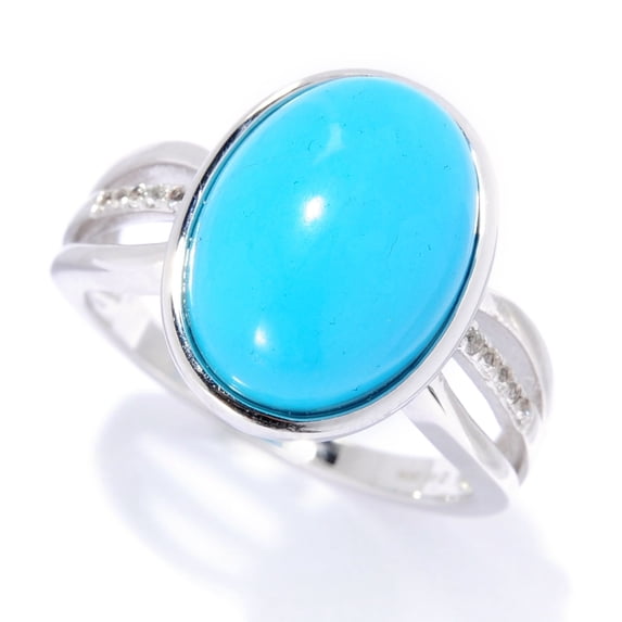 925 Sterling Silver Sonora Beauty Turquoise,White Natural Zircon Ring