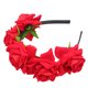 thumbnail image 5 of GOOHOCHY 1 diadema de flores de simulación con rosas 3D para mujer, aros para el pelo creativos para novia, boda, fotografía (rojo), 5 of 7