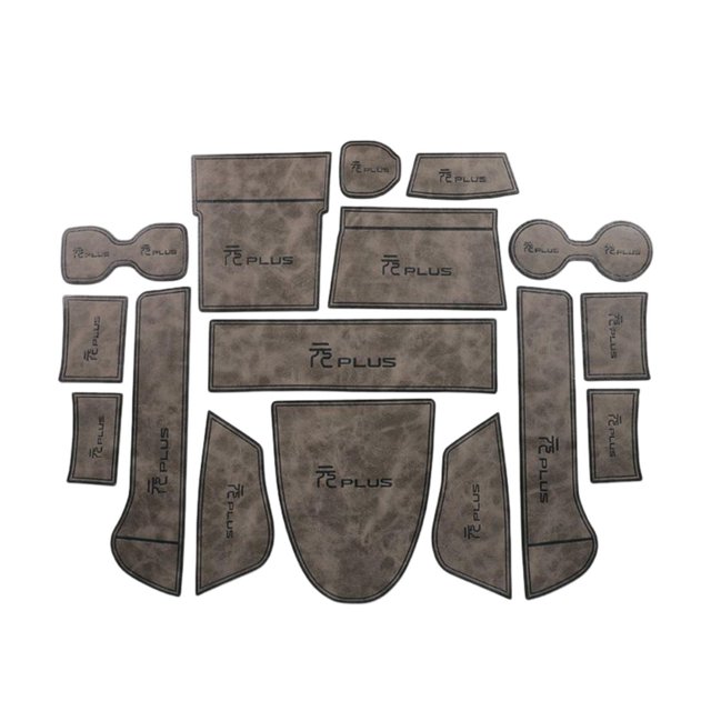 Riwesomey Car Door Slot Mat Dustproof PU Parts Spare Leather for Byd Yuan Plus Automoción decorativa y accesorios Gris
