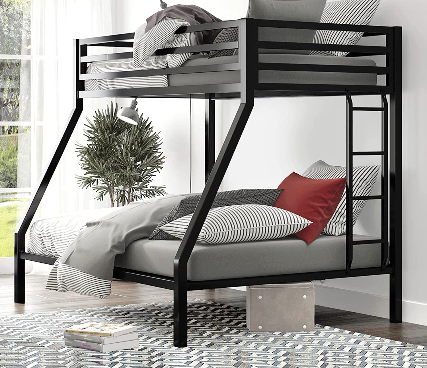 Twin Over Full Size Metal Bunk Bed Beds Heavy Duty Sturdy Kids Bedroom Furniture 