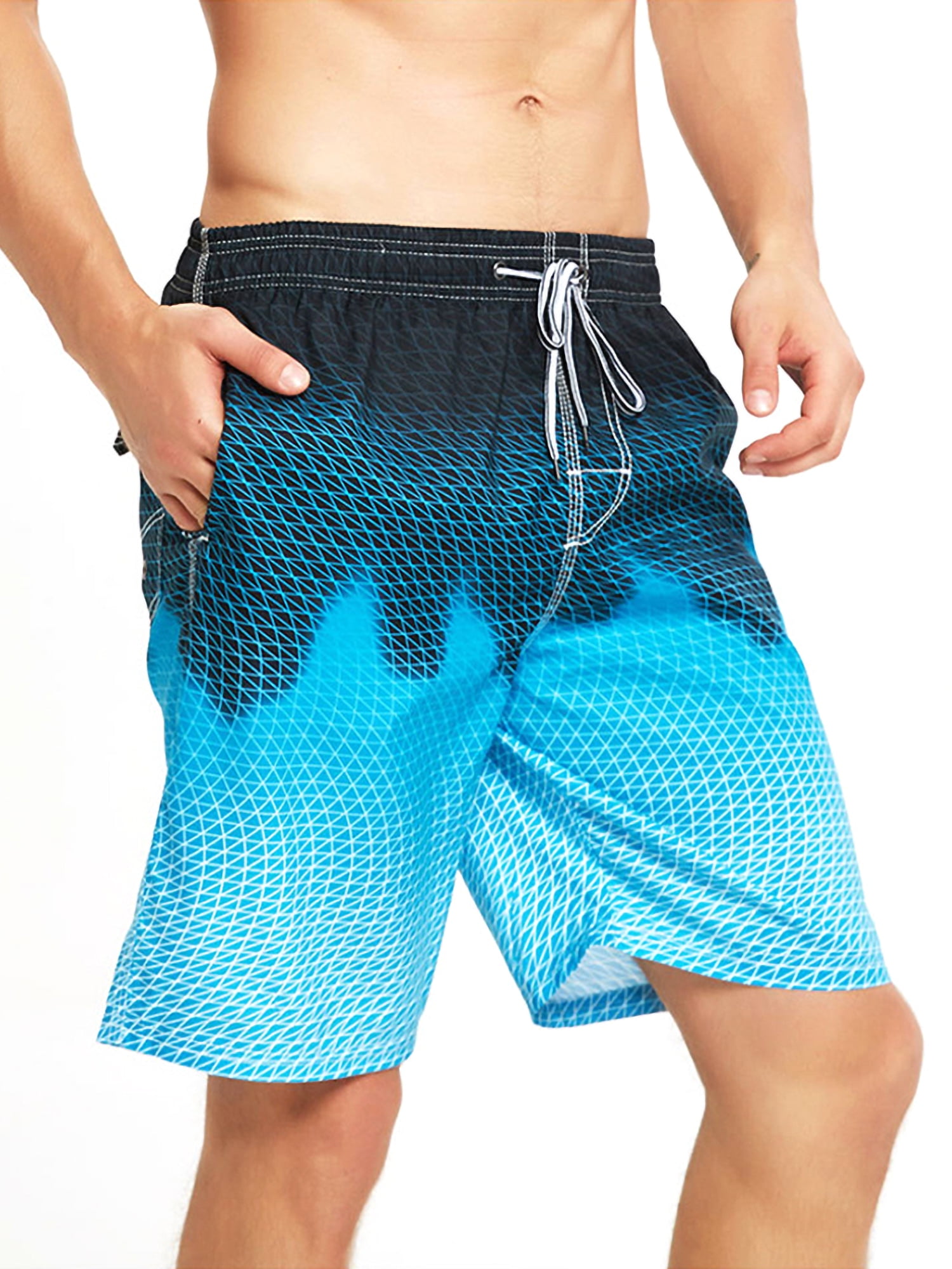 FASUWAVE Mens Swim Trunks Route 66 Quick Dry Beach Board Shorts with Mesh Lining