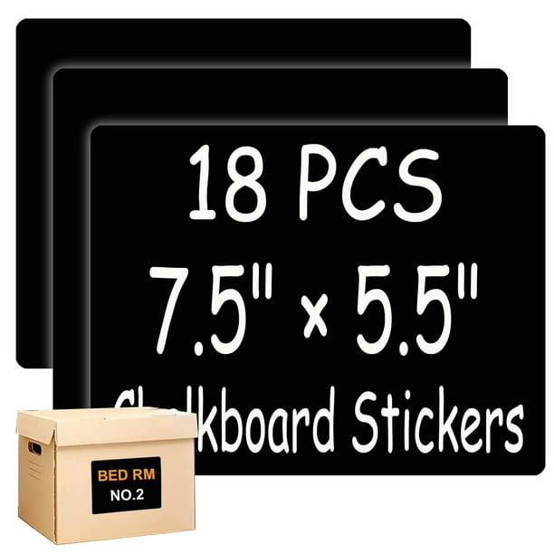 Etiquetas de pizarra rectangulares adhesivas impermeables extra grandes, pegatinas de pizarra borrables y reutilizables, pegatinas de tablero negro para cajas, tarros, contenedores, 7,5 x 5,5 pulgadas