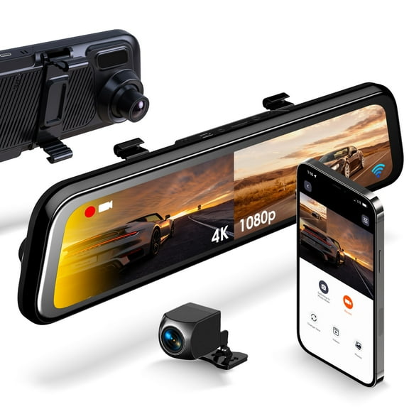 Rexing M2 Max 2-Channel Mirror Dash Cam 4K   1080p with Wi-Fi & GPS