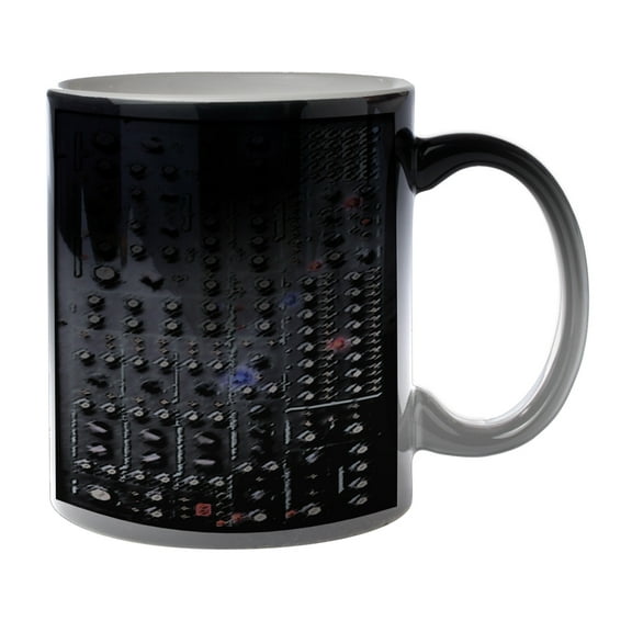 KuzmarK Black Heat Morph Color Changing Coffee Cup Mug 11 Ounce - Analog Synthesizer