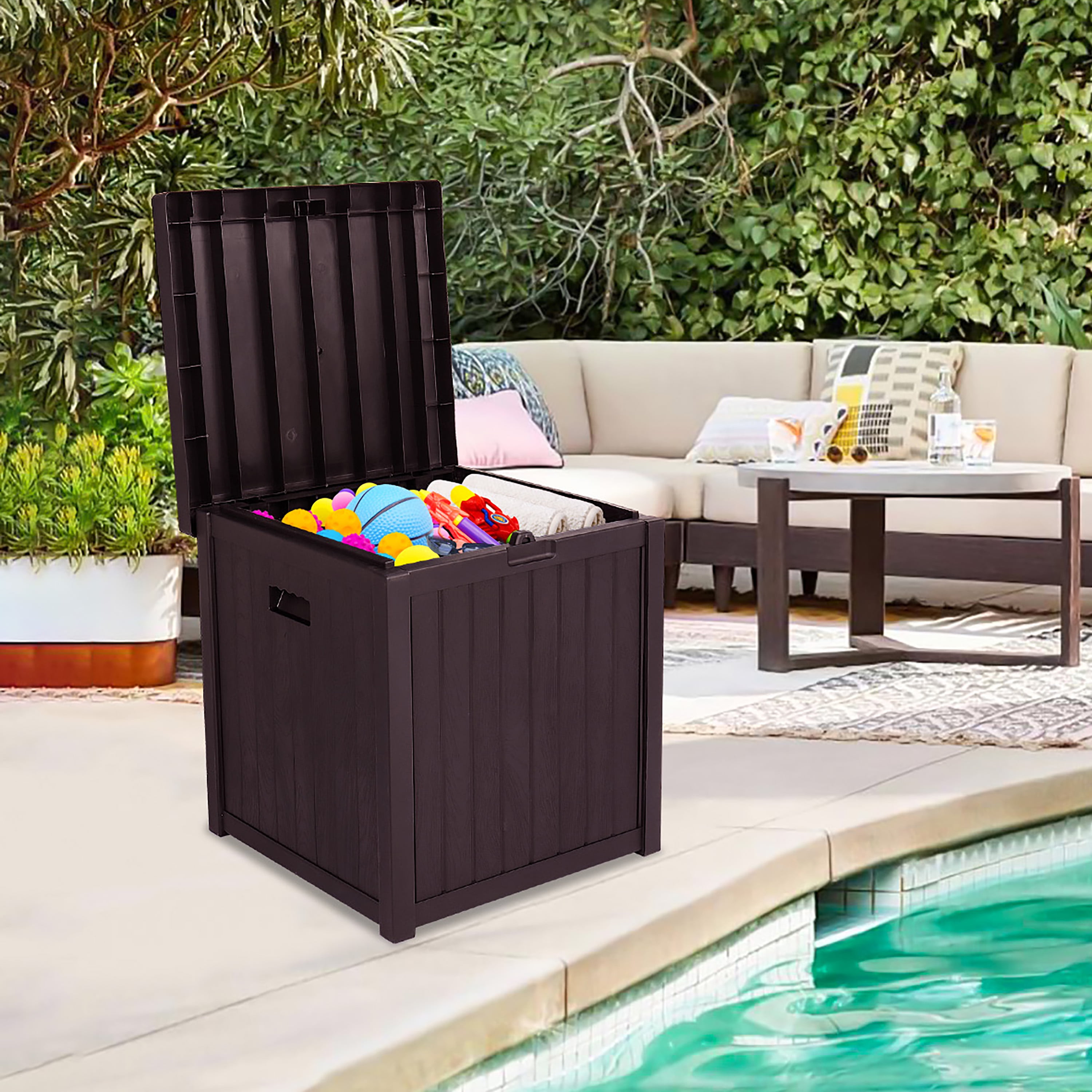 51-Gallon Outdoor Deck Box, Waterproof Storage Container Storage Bins, Deck  Box with Seat for Patio Cushions Garden Tools Pool Toys, Outdoor Storage  Box with Lockable Lid for Patio, Garage, Yard 
