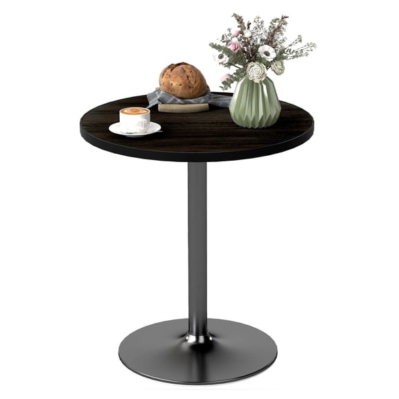 Round Dining Table for 2-4 People, Kitchen Table Wood Grain Black