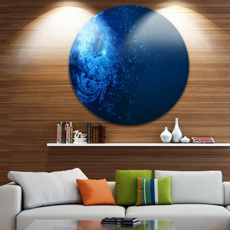 0.281 Inch Metal - DESIGN ART Designart 'Blue Falling Snow' Abstract Digital Art Round Metal Wall Art 11 x 11 - disc of 11 inch