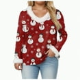 thumbnail image 4 of Rotm Santa Dress Women Womens Sexy Plush Trim V-Neck Christmas Tops Casual Holiday Party Blouses T-Shirts Hot Pink,3XL, 4 of 6