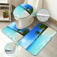 thumbnail image 3 of 4 Pcs Beach Island Shower Curtain Sets with Rugs for Bathroom Decor,Palm Tree Bathroom Shower Curtain Sets,Sand Sea Ocean Bathroom Sets with Shower Curtain and Rugs, 3 of 7