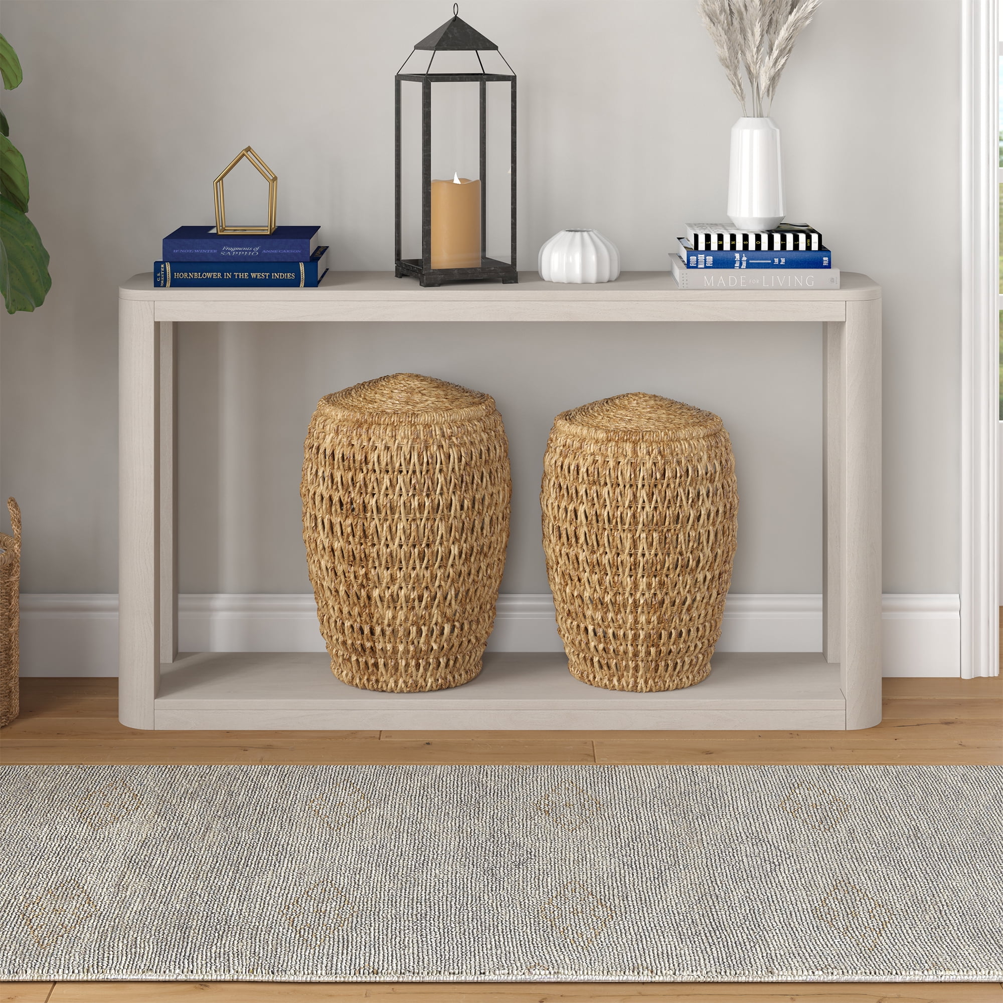 Evelyn&Zoe Modern/Contemporary 52" Wide Alder White Console Table