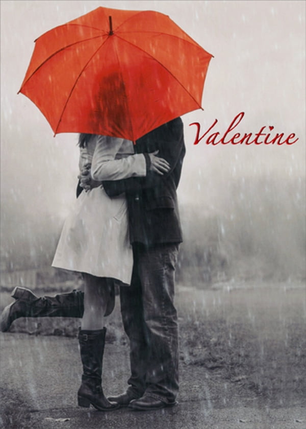 Bear teddy heart soft walmart giant plush big RSVP Couple Under Red Umbrella in Rain Romantic Valentine's Day Card