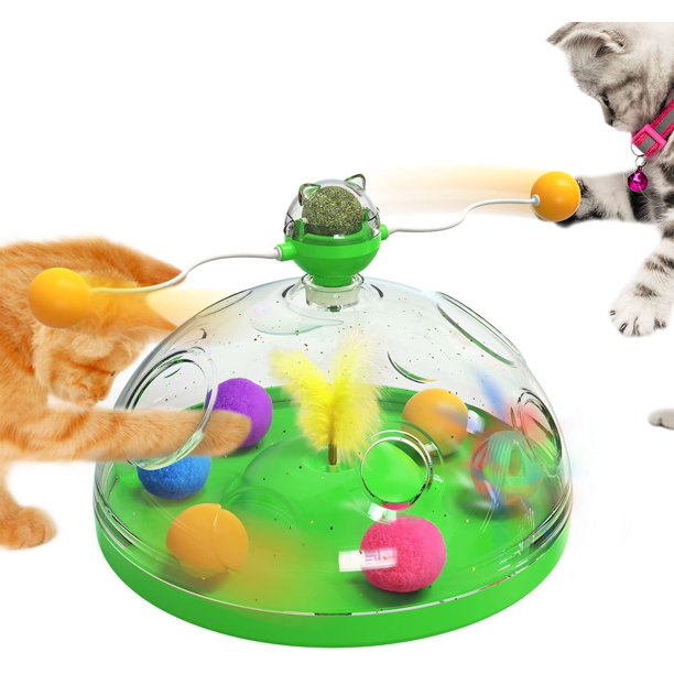 Juguetes interactivos para gatos, juegos para gatos, juguetes inteligentes para gatos, juguetes para gatos con resorte, palos giratorios para gatos y bolas de hierba gatera (verde) esquí esquí Gafas de esquí