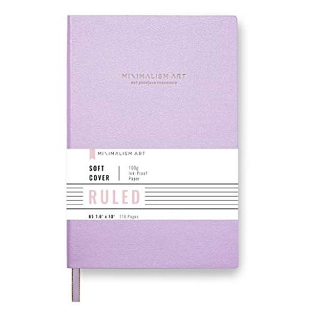 Minimalism Art, Premium Soft Cover Notebook Journal, Ruled Lined Page, 176 Pages, Premium Thick Paper 100gsm, Ribbon Bookmark, Fine PU Leather, Composition B5 7.6" x 10" (Large, Pink)