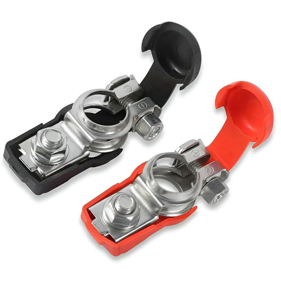 MELIVO 2 PCS Car Battery Terminals Adjustable Car Battery Terminal Connectors,Galvanized Negative/Positive Battery Terminal for Battery Cable Ends