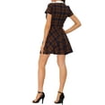 thumbnail image 3 of Allegra K Women's Peter Pan Collar Puff Sleeves Above Knee Plaid Grid Dress, 3 of 5
