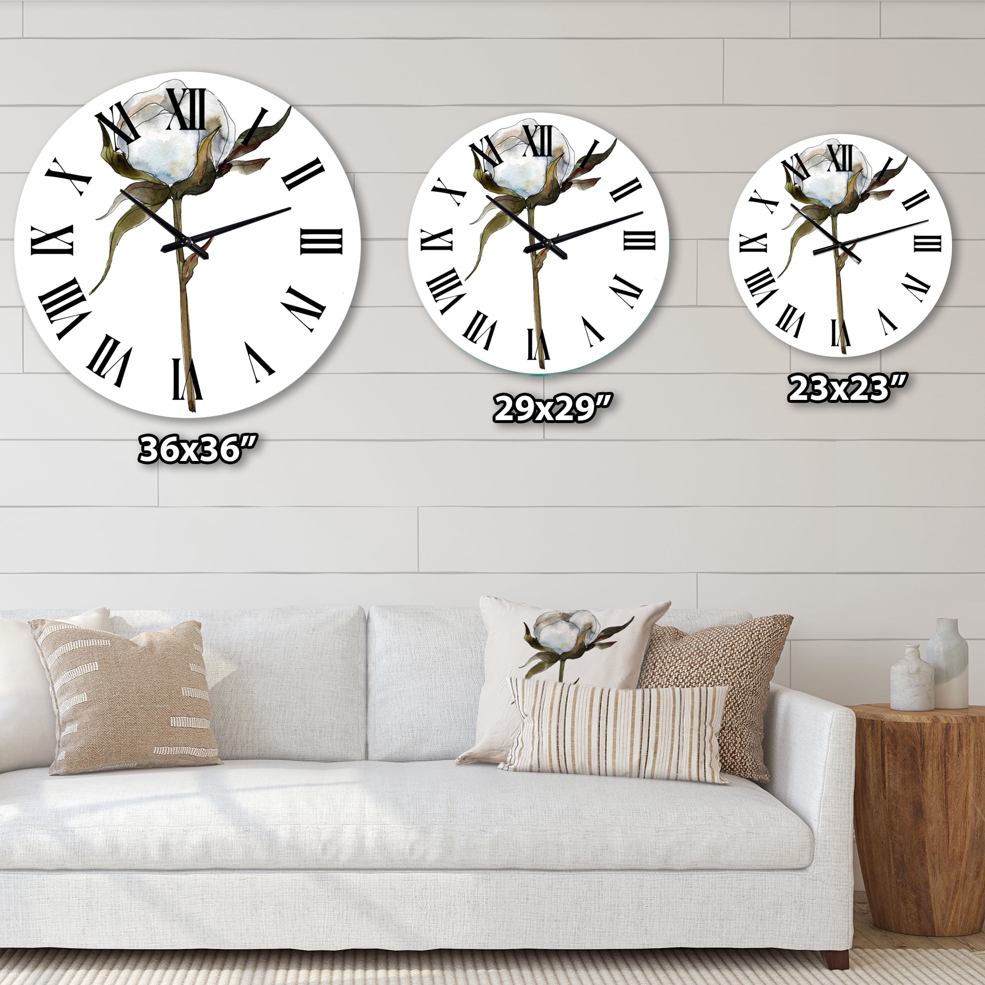 Designart 'Retro Cotton Flower' Traditional Wall Clock