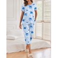 thumbnail image 3 of Ekouaer 2 Pack Womens Pajamas Sets Short Sleeve Tops and Capri Pants Pjs Colorful Printed Sleepwear Sets, 3 of 5