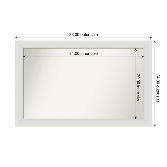 Amanti Art Custom Framed Wall and Bathroom Mirror (24 x 38 in.), Flair Soft White Frame