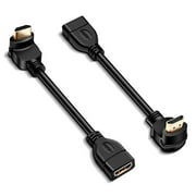 Electop Right Angle HDMI Extension Cable (2 Pack), High Speed Gold Plated Swivel Converter, Support 1080p 4K & 3D HDMI