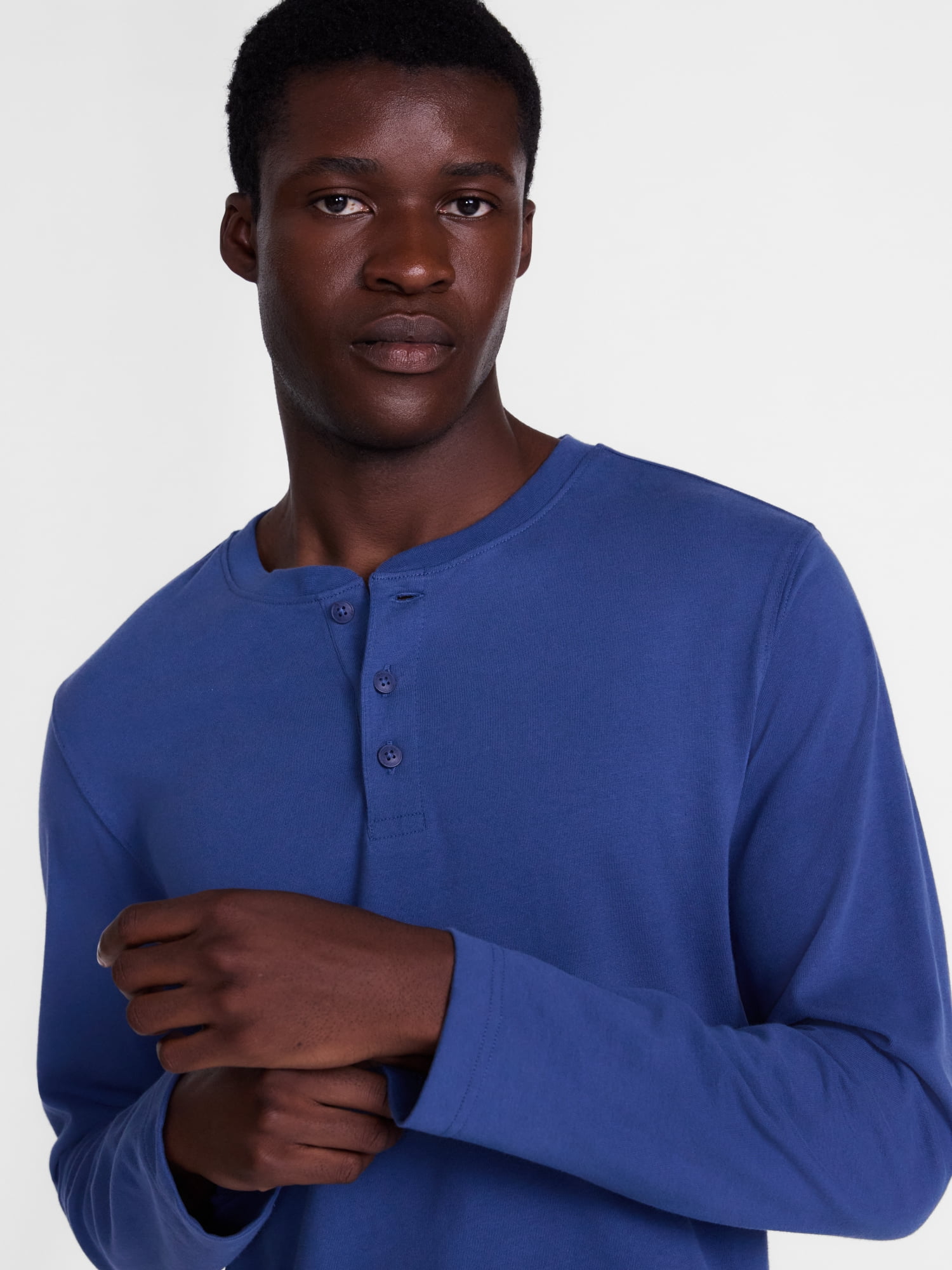 George Men's Henley Shirt with Long Sleeves, Sizes S-5XB