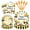 Construction Truck, variant on 100 count Sunflower Tableware Set - Yellow Floral and Bee Disposable Plates,Napkins,and Forks for Birthday Parties, Showers,Garden Picnics,and Summer Celebrations - Serves 25