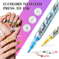 thumbnail image 2 of 12 Color Nail Art Pens for Painting Nails,Nail Art Markers Polish Pen,0.7 MM Nail Polish Pens Set Drawing Painting Point Liner Acrylic Paint Pens Kit, for DIY Nails Art Design Manicure Tools, 2 of 8