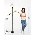 thumbnail image 3 of Lampe sur Pied, Lampe sur Pied, Lampes de 71 Pouces de Hauteur pour Salon, Interrupteur à 3 Positions, Abat-Jour en Plastique, Lampe Torchère en Forme d'Arbre avec Lampe de Lecture, Lampes sur Poteau Modernes pour, 3 of 8