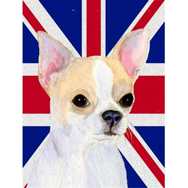 Chihuahua avec Drapeau Britannique Union Jack Taille Jardin