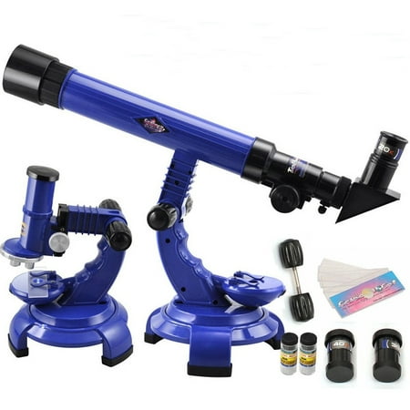 2 In 1 Set Altazimuth Refractor Telescope Microscope Set Science Nature Educational Astronomy Microscope Toy Learning Children