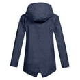 thumbnail image 6 of BXINGOHAI Womens Waterproof Raincoat Lightweight Rain Jacket Trench Coat Hooded Windbreaker With Pockets for Outdoor Navy 2XL, 6 of 6