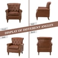 thumbnail image 6 of Tina's Home Mid-Century Accent Armchair Wingback Set of 2 with Wooden Tapered Legs & Upholstered Cushion for Home Living Room, Brown, 6 of 8