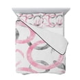 thumbnail image 7 of Pink Grey Full Size Down Alternative Comforter, Lightweight Comforter Quilt Bedding Set with Pillow Shams Geometric Circle Modern Abstract Simple Art All Seasons Bed Comforter Duvet Insert 78"x90", 7 of 7