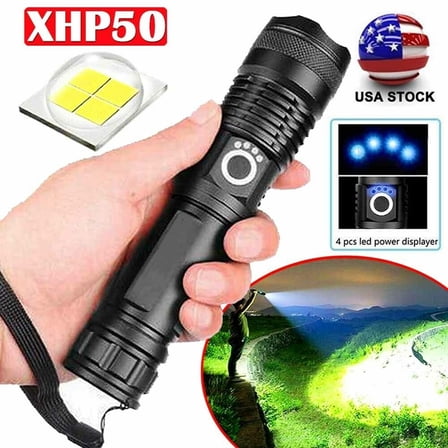 Rechargeable ‎99000LM LED Flashlight Tactical Police Super Bright Torch Zoomable