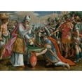 thumbnail image 2 of Maerten De Vos 24x18 Gold Ornate Framed and Double Matted Museum Art Print Titled - Abraham and Melchizedek (1602), 2 of 4