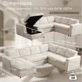 thumbnail image 5 of Newboti 110.75" Sectional Sofa,Oversized modular sofa,Chaise Storage, Modern U Shaped Couch, Upholstered Sofas,Chenille,Crystal button, Living Room, Apartment, Beige 534078488773998, 5 of 16