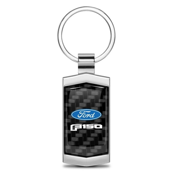 iPick Image for Ford F-150 Real Black Carbon Fiber Chrome Metal Case Key Chain, Official Licensed