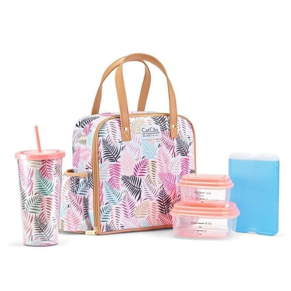 Fit & Fresh 2950CATSC3028 Artist Collection Deluxe Lunch Kit, Multi Color Palms