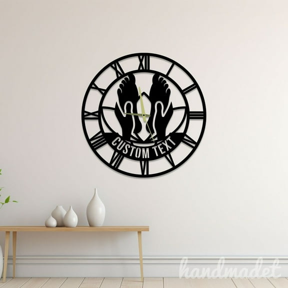 Handmadetneonsign Reflexology Wall Clock Unique, Massage Round Wall Clock, Text Oversize Wall Clock 60389