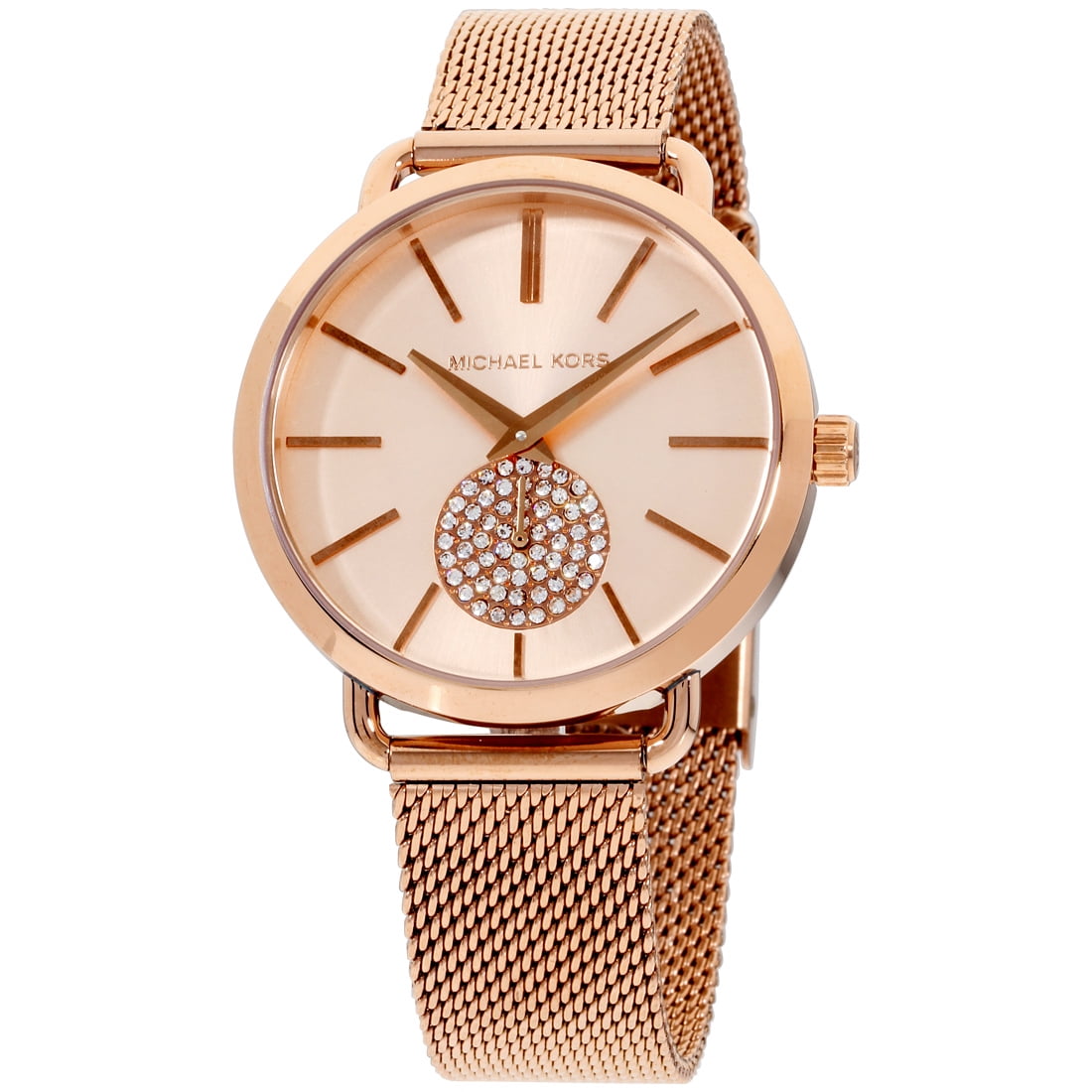 Michael Kors Women's Portia Rose Gold-Tone Mesh Bracelet Watch