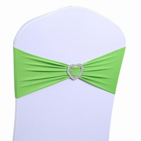 

Heart Buckle Bowknot Shaped Elastic Chair Cover Sashes Wedding Party Decor