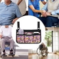 thumbnail image 4 of Bolsa de almacenamiento para reposabrazos de silla de ruedas para colgar en el lateral, con rayas reflectantes, se adapta a scooter de movilidad, andador, andador, diseño floral único, 4 of 5