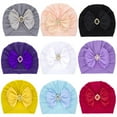 thumbnail image 3 of nvzhuang Baby Turban Cap, Shiny Crystal Beanie Hat Stretchy Bonnet Headwraps with Bow Knot, 3 of 3