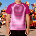 thumbnail image 2 of VNKIDY Boys TShirts Kids Striped Short Sleeve Raglan Tees Waffle Knit Crewneck Casual Breathable Stretch Top For Casual Daily Wear Trendy Top Hot Pink 24, 2 of 4