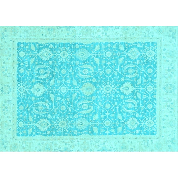 Ahgly Company Indoor Rectangle Oriental Light Blue Traditional Area Rugs, 8' x 12'
