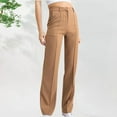 thumbnail image 2 of Tuphregyow Women's Dressy Casual Pants Travel Work Leisure New Style Solid Breathable Classic Trendy High Waist Comfy Pants with Pockets Outdoor Straight Leg Suit Pants Khaki XL, 2 of 6