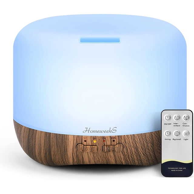 Aromatherapy Essential Oil Diffuser for Room: Air Humidifier Aroma Scent Cool Mist Diffuser Colorful Lights Wood Cute Small Large Waterless Auto Off Ultrasonic Diffusers for Home Bedroom (300ml)