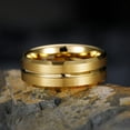 thumbnail image 3 of King Will Tungsten Carbide Wedding Band for Men Women-8mm Width in Gold with Grooved Center Wedding Ring Matte Finished Suitable for Work, Gym Comfort Fit Size 8, 3 of 8